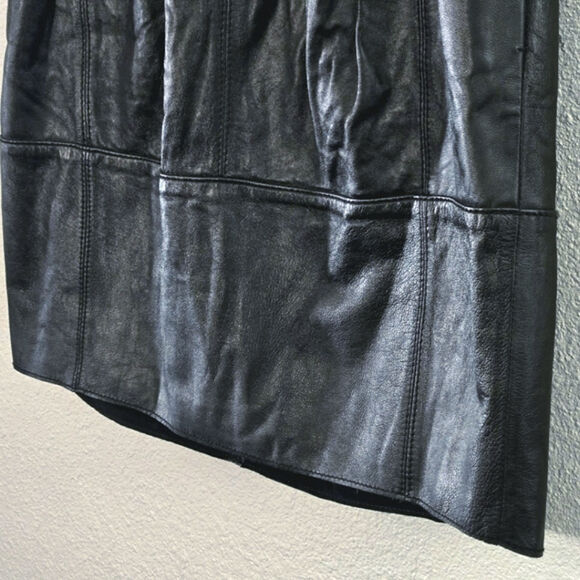 BCBGMaxAzria Women’s Leather Skirt Size Large Black Minimalist Luxe - Picture 7 of 15